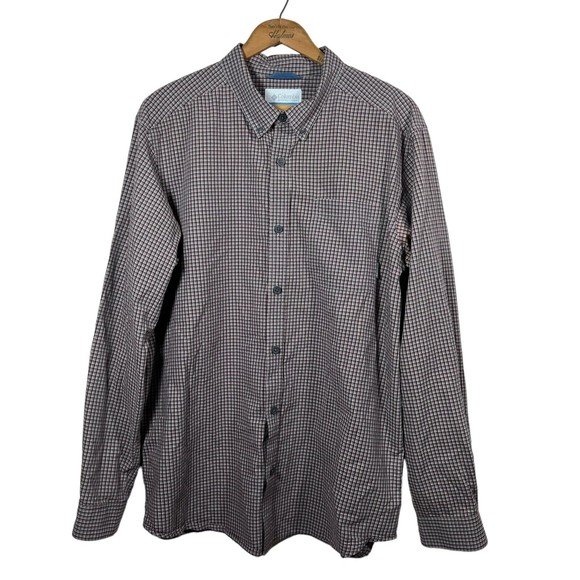 Columbia Mens Rapid Rivers II Large Long Sleeve Tartan Print Maroon Dress Shirt - Picture 1 of 8